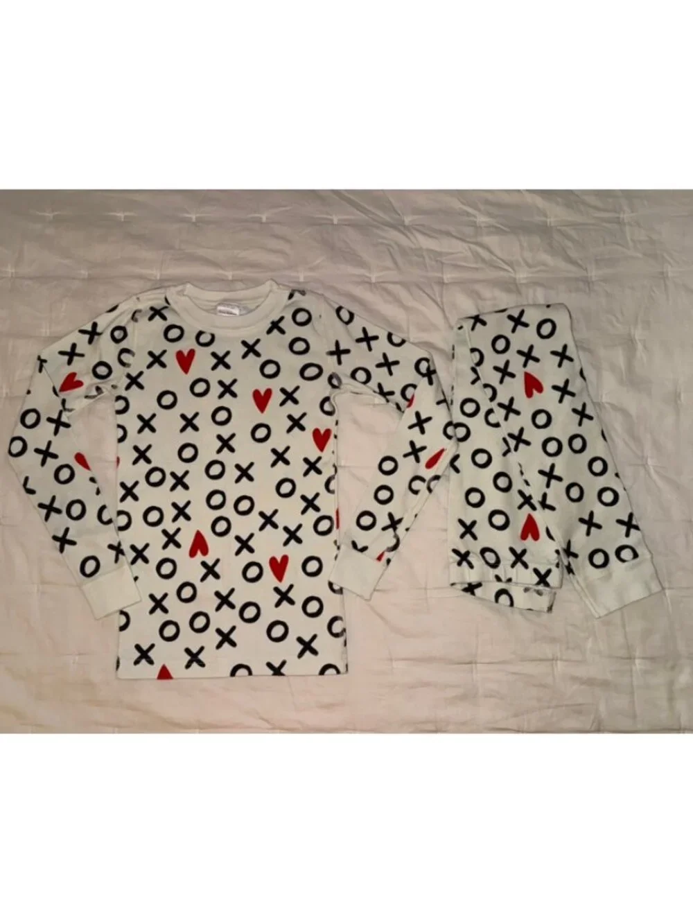 Hanna Andersson XOXO Valentines Kids Long John Pajama Set Organic Cotton Sz 8